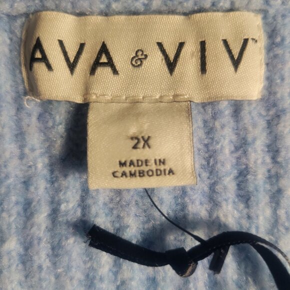 NWT Ava & Viv Women's Light Blue V-Neck Pullover Long Sleeve Sweater - Size 2X - Picture 9 of 12